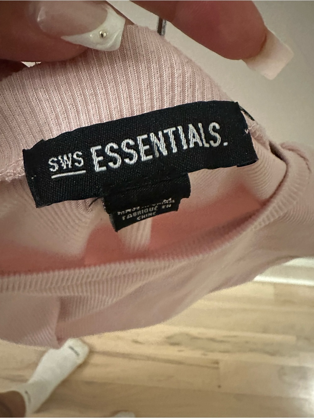 Essentials Ribbed Crop Tee - Light Pink - Picture 3 of 4